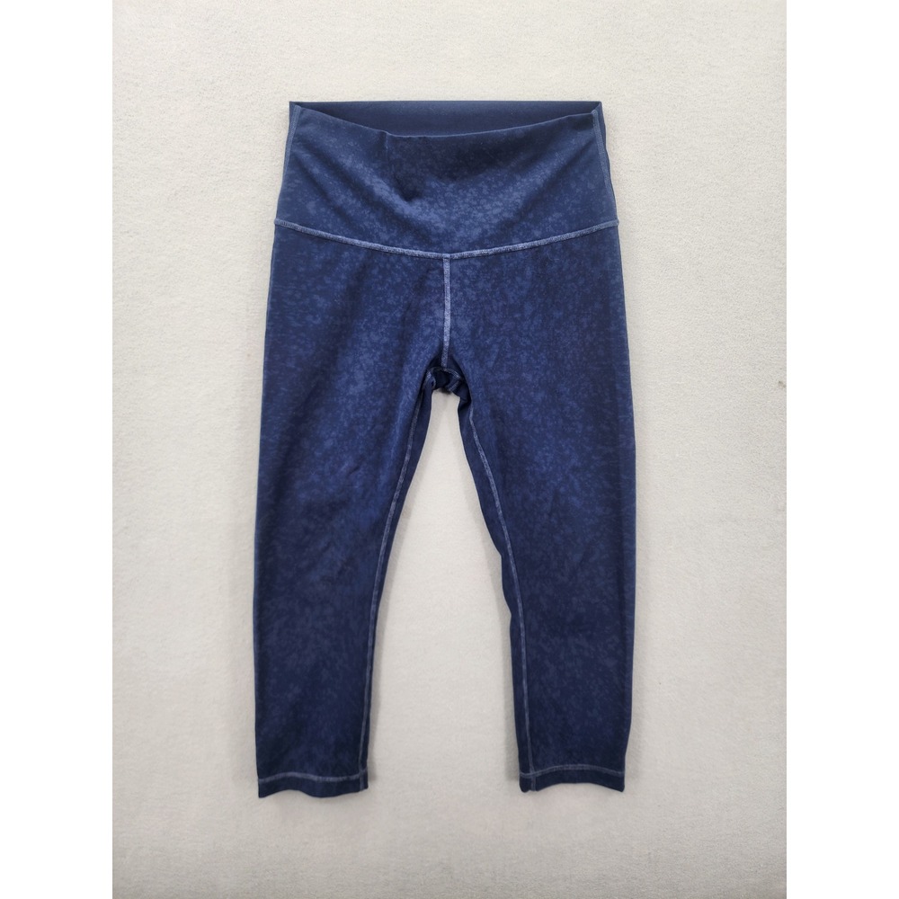 Lululemon Wunder Under High Rise Crop 21 Blue Acid Wash Luxtreme Leggings Size 6